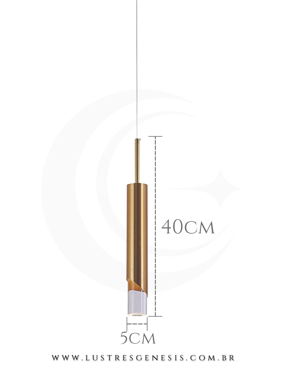 Lustre Pendente Moderno LED Bronze QD05165 Bivolt 3W 3000K 40x5cm, Banheiro, Lavabo, Cabeceira de Cama, Balcao de cozinha